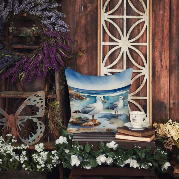 Gulls Scavenging Throw Pillow Fashion - Image 2