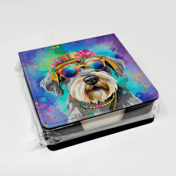 Schnauzer Hippie Dawg PU Leather Note Paper Holder For Sale - Image 4