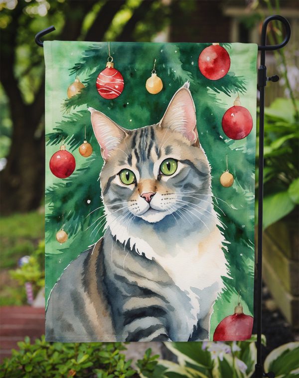 American Bobtail Christmas Garden Flag - Cat by the Christmas Tree - Cat-Themed Holiday Yard Decor Fashion - Image 3