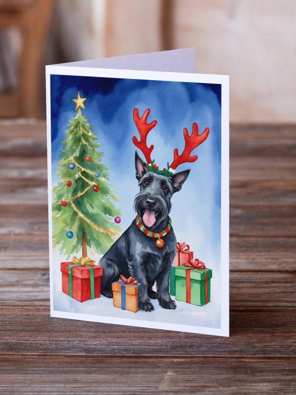 Scottish Terrier Christmas Reindeer Greeting Cards Pack of 8 For Cheap - Image 2