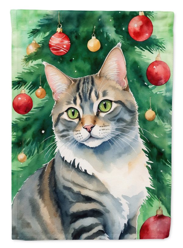 American Bobtail Christmas Garden Flag - Cat by the Christmas Tree - Cat-Themed Holiday Yard Decor Fashion