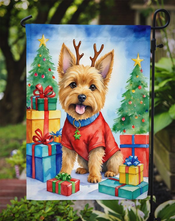 Norwich Terrier Christmas Garden Flag – Dog in Reindeer Antlers with Tree & Gifts Online Hot Sale - Image 3