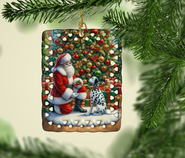 Dalmatian and Santa Claus Porcelain Ornament For Sale - Image 2