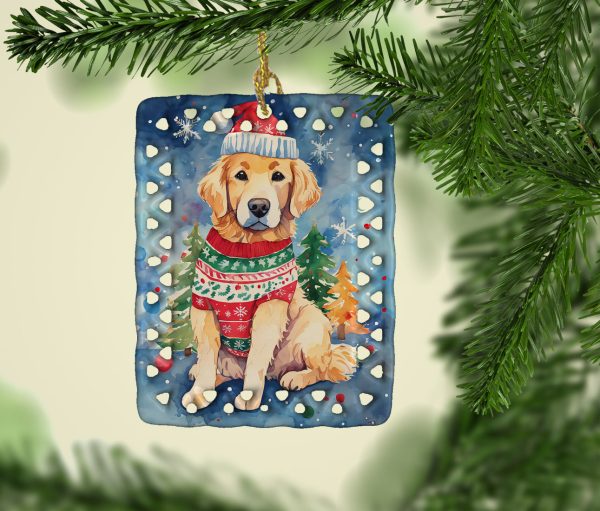 Golden Retriever Christmas Porcelain Ornament For Discount - Image 2