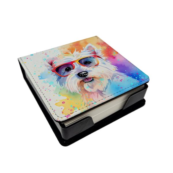 Westie Hippie Dawg PU Leather Note Paper Holder For Discount