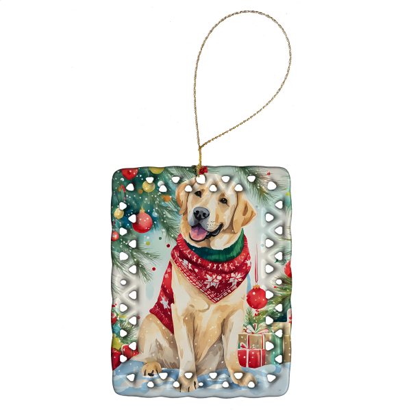 Yellow Labrador Retriever Christmas Porcelain Ornament For Cheap