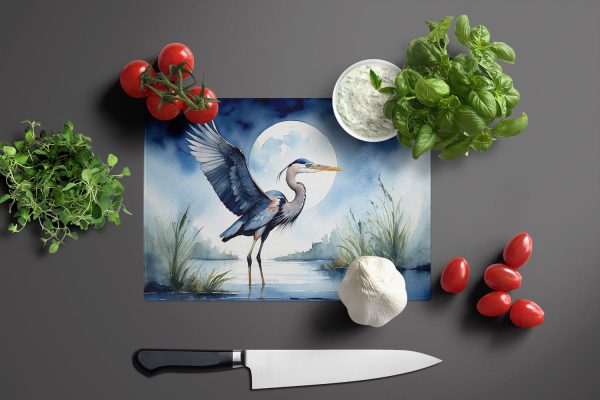 Blue Heron Under the Moonlight Glass Cutting Board Cheap - Image 3