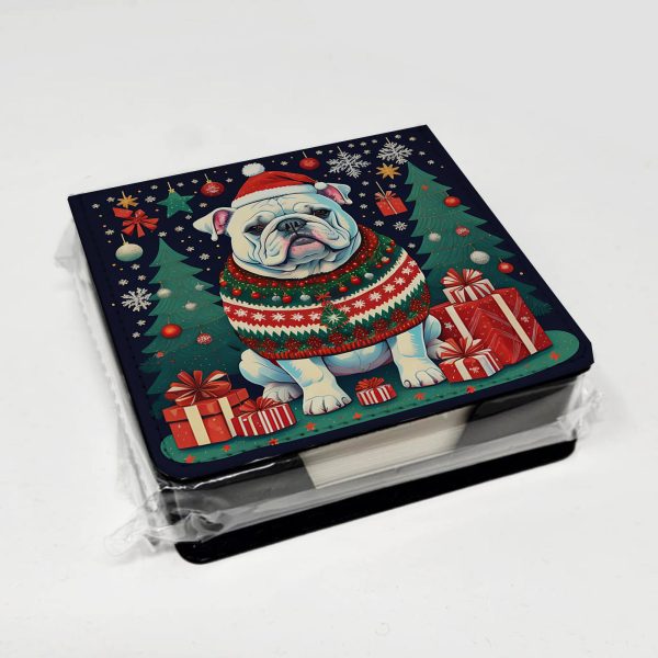 White English Bulldog Christmas PU Leather Note Paper Holder on Sale - Image 4
