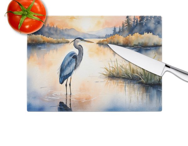 Blue Heron in the Golden Hour Glass Cutting Board on Sale - Image 4