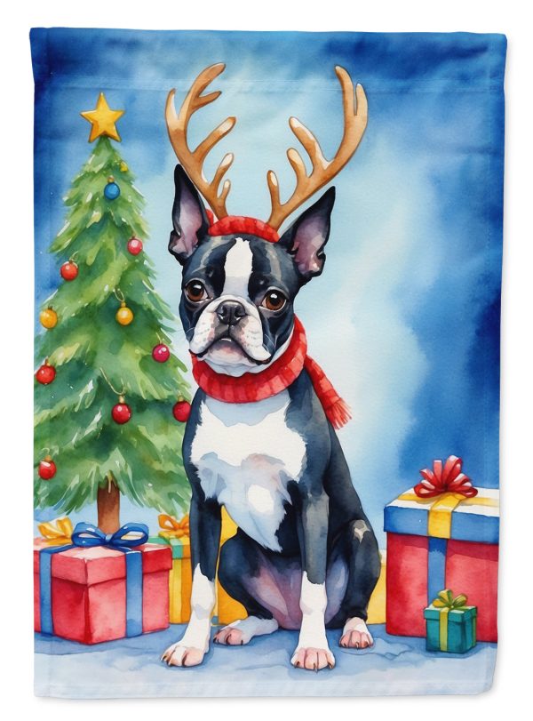 Boston Terrier Christmas Reindeer House Flag Supply