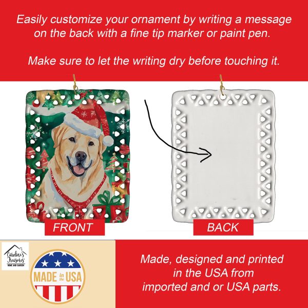 Yellow Labrador Retriever Christmas Porcelain Ornament For Sale - Image 3