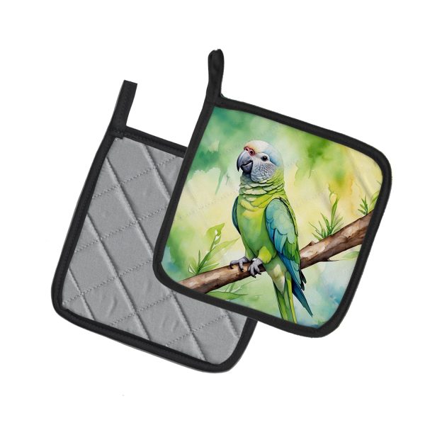 Monk Parakeet Pair of Pot Holders Hot on Sale - Image 2