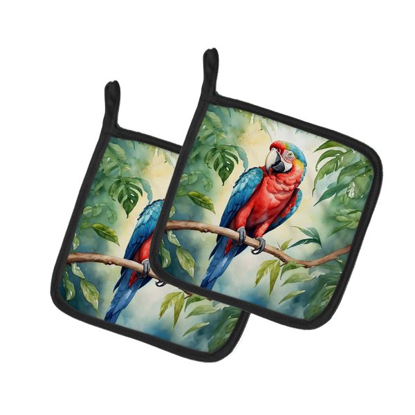 Macaw Parrot Pair of Pot Holders Cheap
