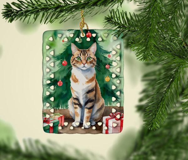 Owyhee Bob Cat By the Christmas Tree Porcelain Ornament Sale - Image 2
