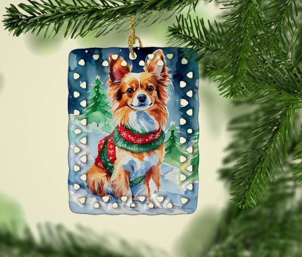 Papillon Christmas Porcelain Ornament For Sale - Image 2