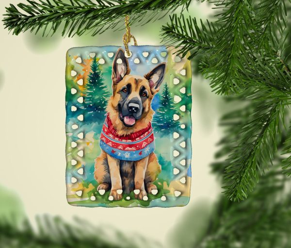 German Shepherd Christmas Porcelain Ornament For Sale - Image 2
