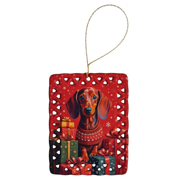 Dachshund Holiday Christmas Porcelain Ornament Online Hot Sale