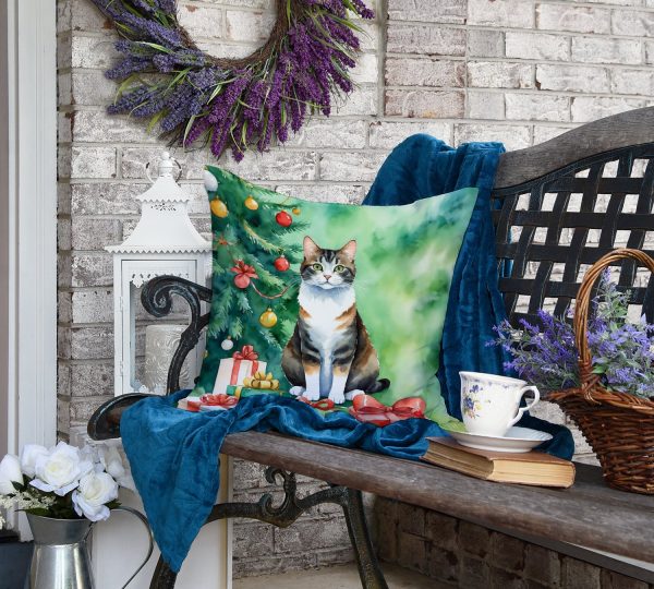 Manx Cat By the Christmas Tree Throw Pillow Supply - Image 5