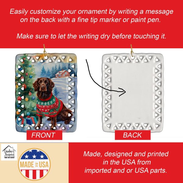 American Water Spaniel Christmas Porcelain Ornament Supply - Image 3