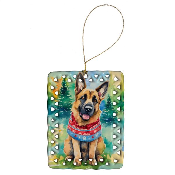 German Shepherd Christmas Porcelain Ornament For Sale