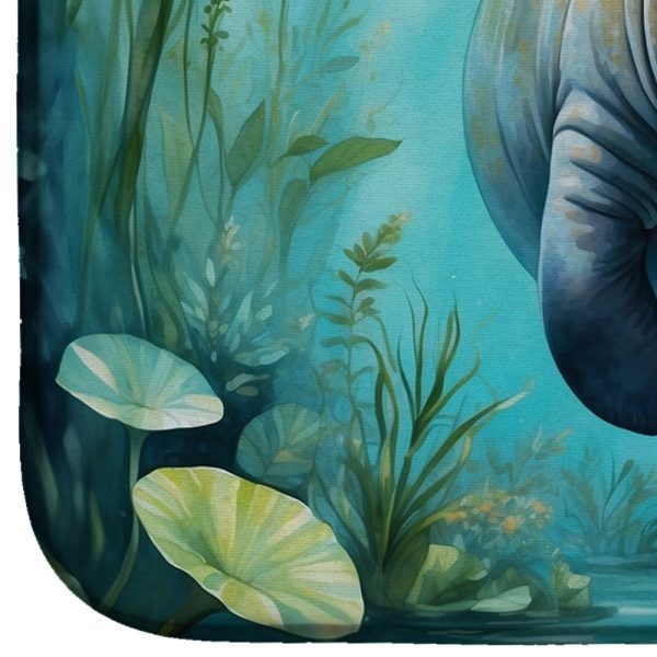 Manatee in a Crystal-Clear Spring Dish Drying Mat For Sale - Image 3