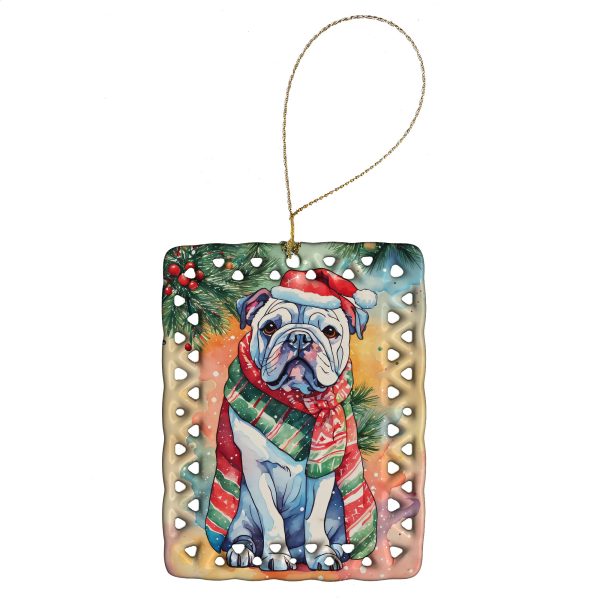 English Bulldog Christmas Porcelain Ornament Online Sale