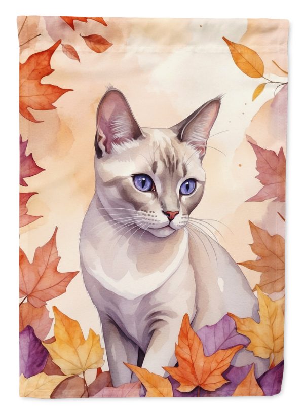 Thai Lilac Fall Garden Flag - Cat in Fall Leaves - Cat-Themed Seasonal Yard Decor Online Hot Sale