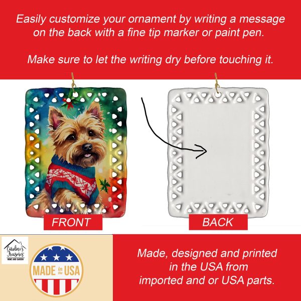 Yorkshire Terrier Yorkie Christmas Porcelain Ornament Hot on Sale - Image 3