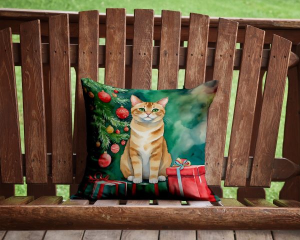 Malayan Cat By the Christmas Tree Throw Pillow Supply - Image 2