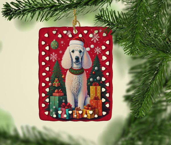 Poodle Holiday Christmas Porcelain Ornament For Discount - Image 2