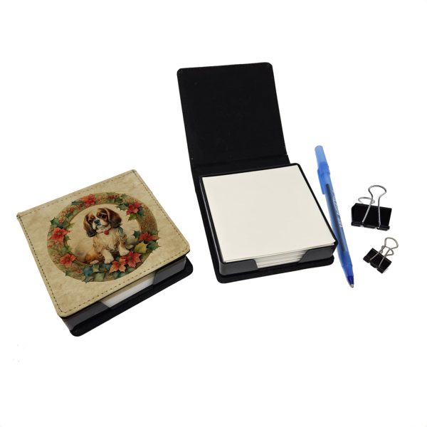 English Toy Spaniel Christmas Flowers PU Leather Note Paper Holder on Sale - Image 2