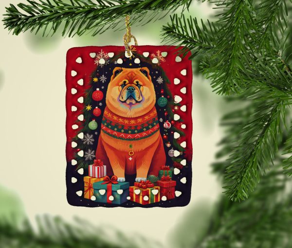 Chow Chow Holiday Christmas Porcelain Ornament For Sale - Image 2