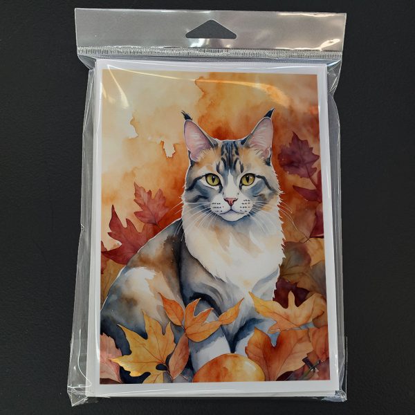 Aphrodite Giant Cat in Fall Leaves Greeting Cards Pack of 8 Cheap - Image 3