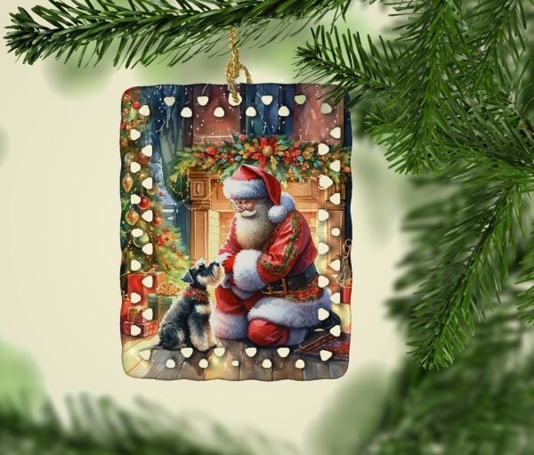 Schnauzer and Santa Claus Porcelain Ornament Cheap - Image 2