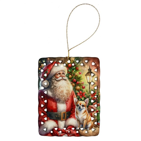 Chihuahua and Santa Claus Porcelain Ornament Online