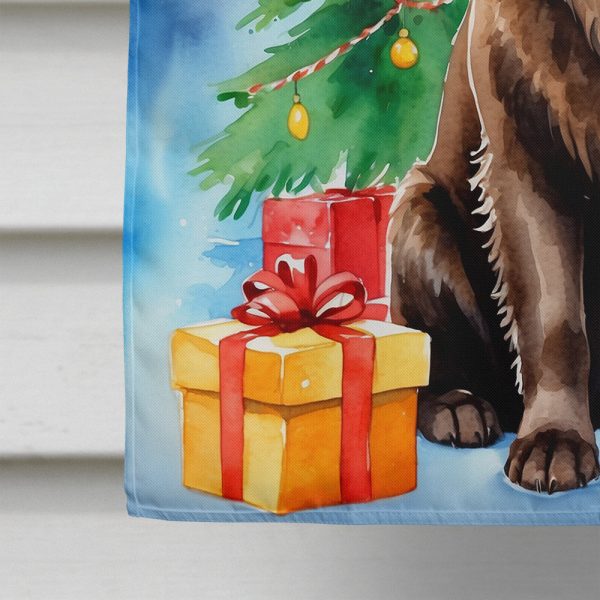 Chocolate Newfoundland Christmas Reindeer House Flag Online - Image 4