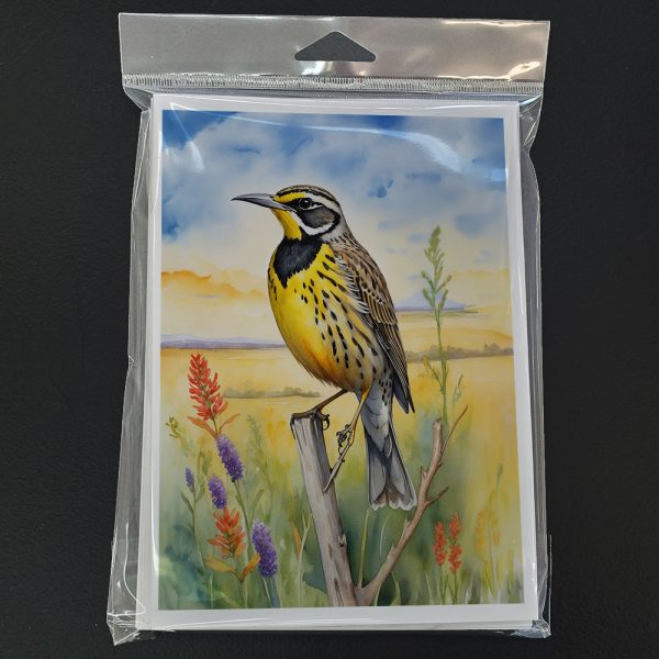 Kansas Western Meadowlark Greeting Cards Pack of 8 For Cheap - Image 3