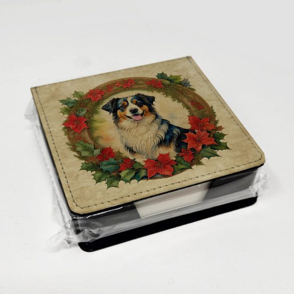 Australian Shepherd Christmas Flowers PU Leather Note Paper Holder For Cheap - Image 4