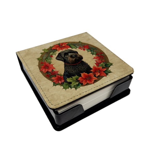 Black Russian Terrier Christmas Flowers PU Leather Note Paper Holder Online Hot Sale