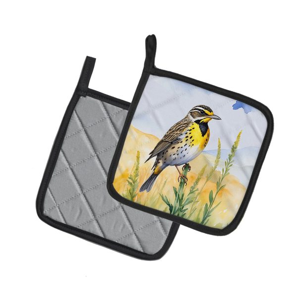 Nebraska Western Meadowlark Pair of Pot Holders Online Sale - Image 2