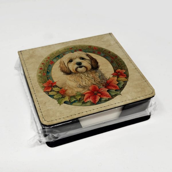 Havanese Christmas Flowers PU Leather Note Paper Holder For Sale - Image 4