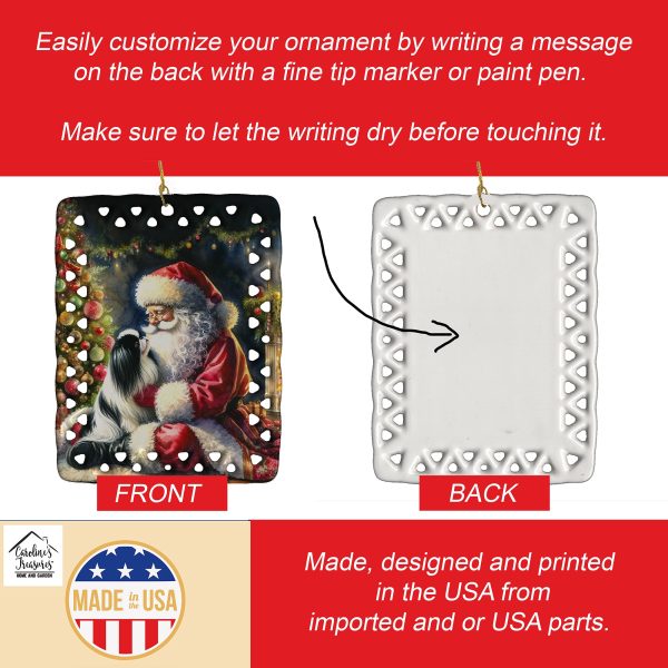 Japanese Chin and Santa Claus Porcelain Ornament Hot on Sale - Image 3