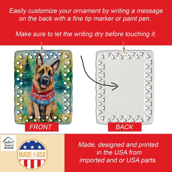 German Shepherd Christmas Porcelain Ornament For Sale - Image 3
