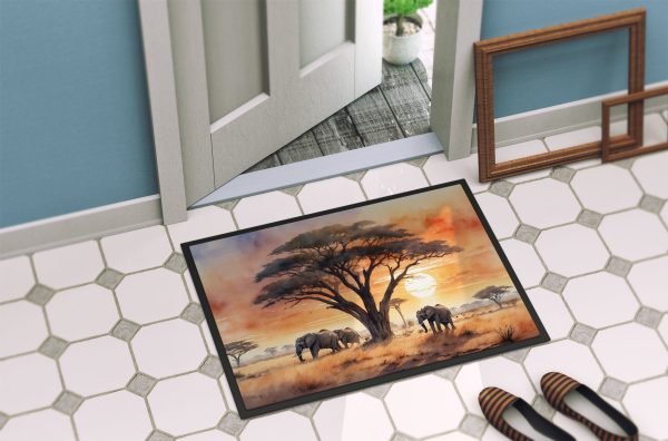 Elephants Savanna Sunrise Doormat Hot on Sale - Image 4