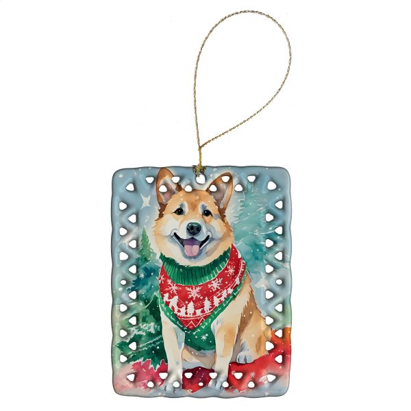 Norwegian Buhund Christmas Porcelain Ornament Cheap