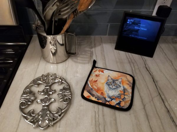 Australian Mist Cat in Fall Leaves Pair of Pot Holders Online Sale - Image 3