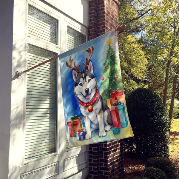 Siberian Husky Christmas Reindeer House Flag Discount - Image 2