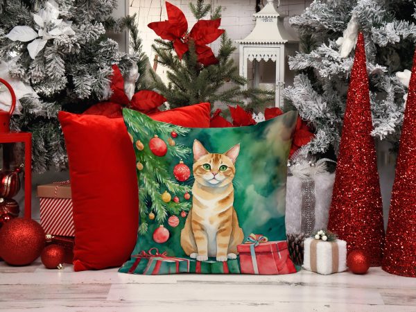 Malayan Cat By the Christmas Tree Throw Pillow Supply - Image 4