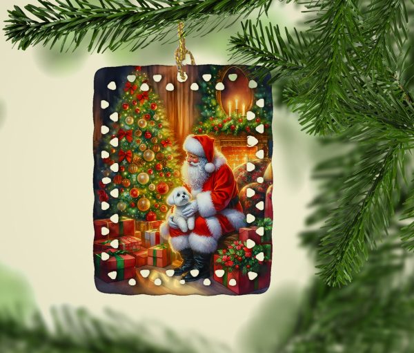 Maltese and Santa Claus Porcelain Ornament on Sale - Image 2