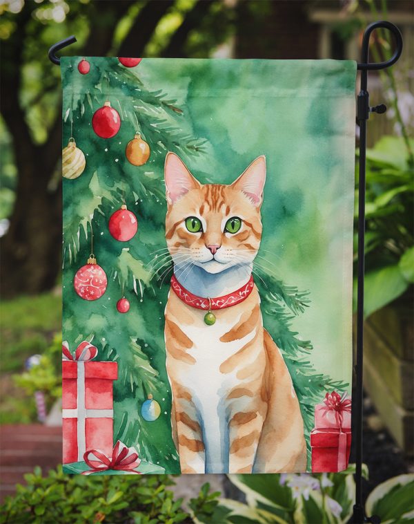 Arabian Mau Christmas Garden Flag - Cat by the Christmas Tree - Cat-Themed Holiday Yard Decor Hot on Sale - Image 3